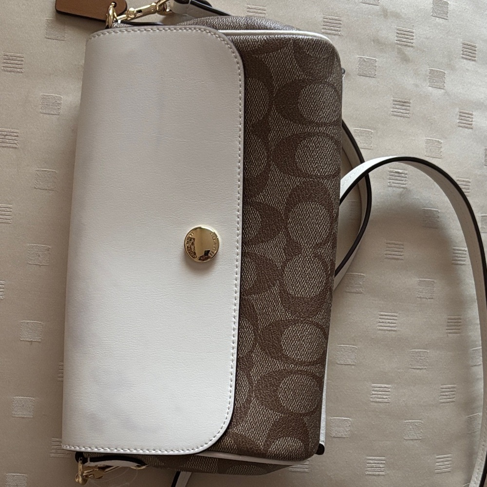 Coach Elegant White and Tan Crossbody Bag